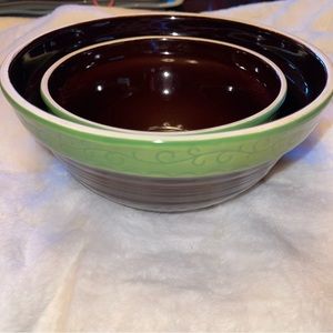 Set of two at home America bowls unused brown green gorgeous